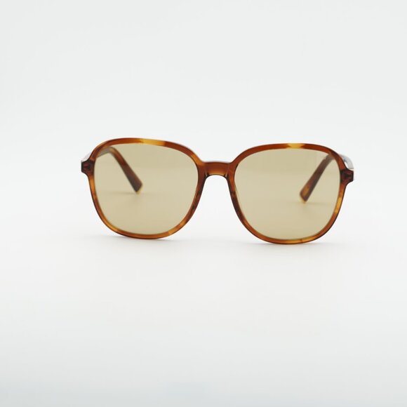 Miu Miu MUB01S 26E10R Sunglasses Havana Square Frame, Yellow Lenses